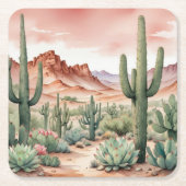Southwest Desert Cactus Scene  Kartonnen Onderzetters (Voorkant)