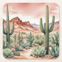 Southwest Desert Cactus Scene  Kartonnen Onderzetters