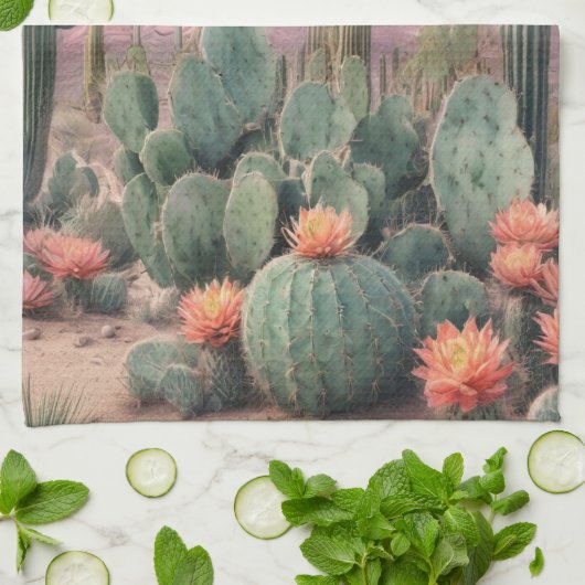 Southwest Desert Cactus Scene  Theedoek (Gevouwen)