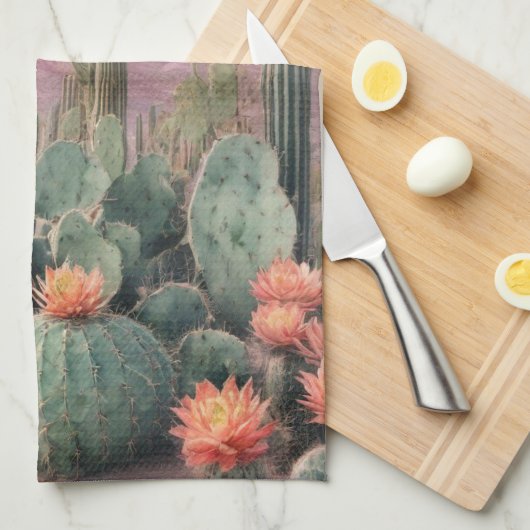 Southwest Desert Cactus Scene Theedoek (Quarter Fold)