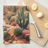Southwest Desert Cactus Scene Theedoek (Quarter Fold)