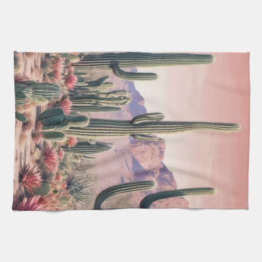 Southwest Desert Cactus Scene  Theedoek (Horizontaal)