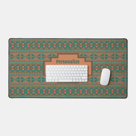 Southwest Desert Copper Blauwgroen Pattern Geperso Bureaumat (Keyboard & Muis)