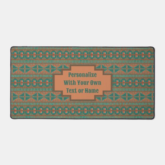 Southwest Desert Copper Blauwgroen Pattern Geperso Bureaumat (Voorkant)