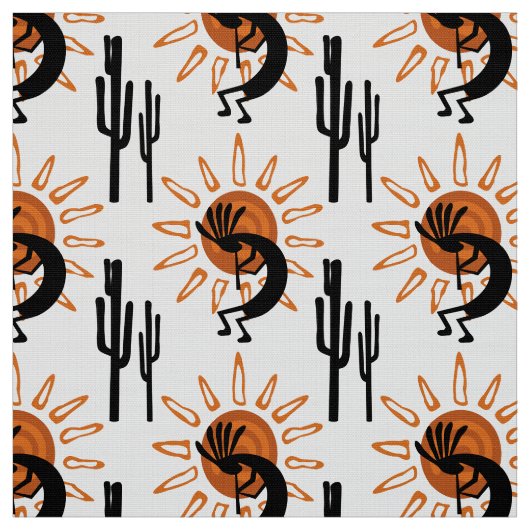 Southwest Desert Kokopelli Sun Fabric Stof (Swatch)