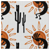 Southwest Desert Kokopelli Sun Fabric Stof (Close Up)