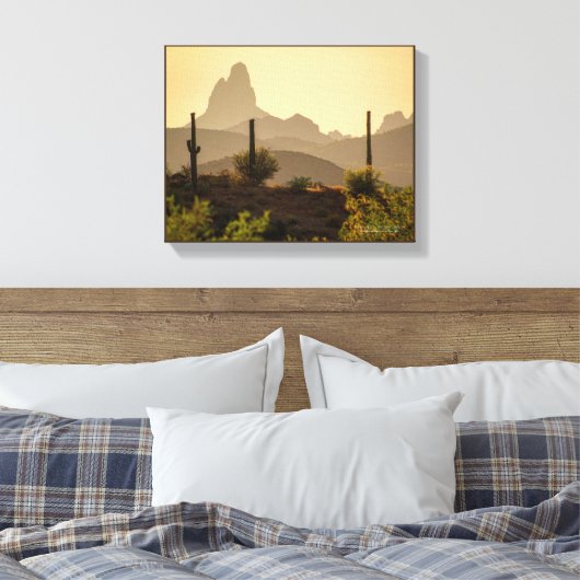 Southwest Desert Mountains Weaver Needle Arizona Canvas Afdruk (Insitu (Slaapkamer))