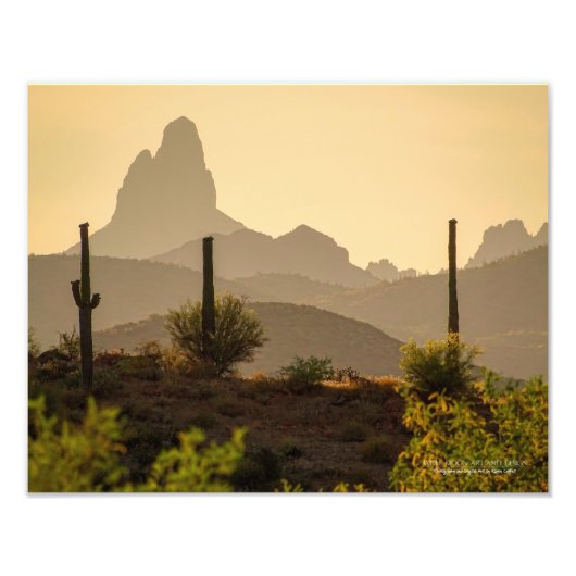 Southwest Desert Mountains Weaver Needle Arizona Foto Afdruk (Voorkant)