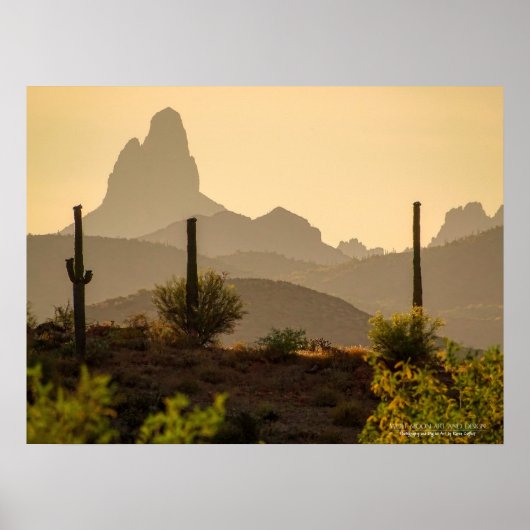 Southwest Desert Mountains Weaver Needle Arizona Poster (Voorkant)