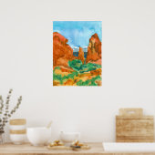Southwest Desert Red Rock Mountains Utah Poster (Keuken)