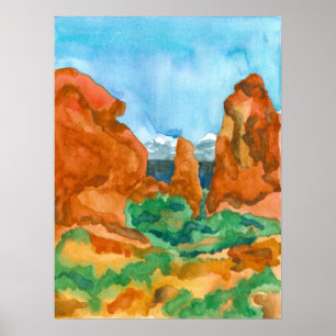 Southwest Desert Red Rock Mountains Utah Poster