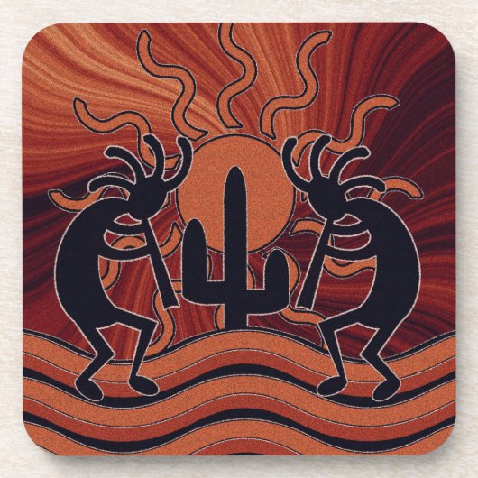 Southwest Desert Scene Kokopelli Design Bier Onderzetter (Voorkant)