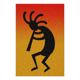 Southwest Desert Sunset Dancing Kokopelli Poster