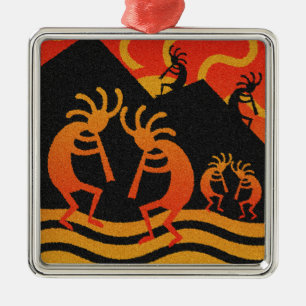 Southwest Desert Sunset Kokopelli Metalen Ornament
