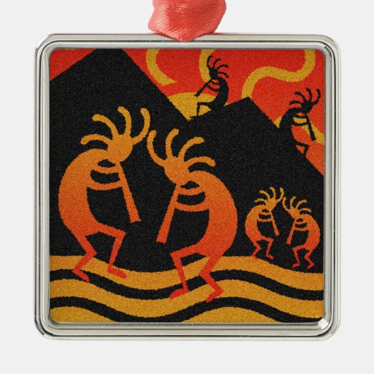 Southwest Desert Sunset Kokopelli Metalen Ornament (Voorkant)