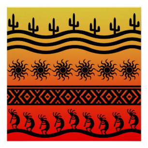 Southwest Desert Sunset Kokopelli Perfect Poster