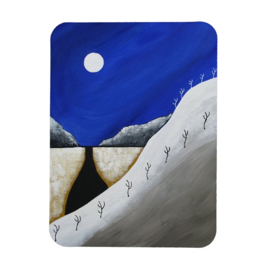 Southwest Desert Winter Arizona Folk Art Magneet (Verticaal)