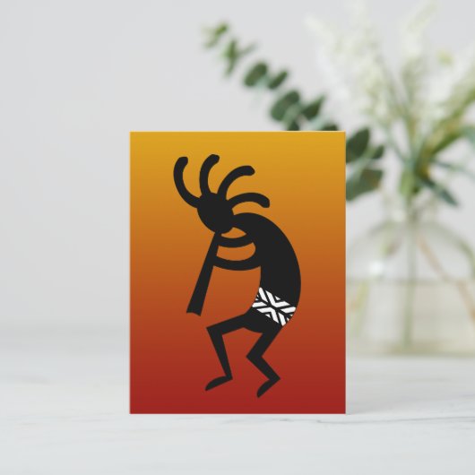 Southwest Design Dancing Kokopelli Briefkaart (Staand voorkant)