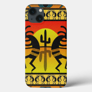 Southwest Design Dancing Kokopelli Desert Cactus iPhone 13 Hoesje