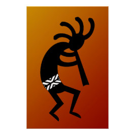 Southwest Design Desert Sunset Kokopelli Poster