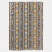 Southwest Design Gold Blue Grey Tribal Patroon Deken (Voorkant Verticaal)