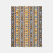 Southwest Design Gold Blue Grey Tribal Patroon Fleece Deken (Voorkant)