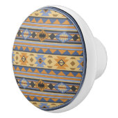 Southwest Design Gold Blue Grey Tribal Patroon Keramische Knop (Rechts)