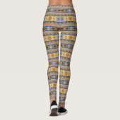 Southwest Design Gold Blue Grey Tribal Patroon Leggings (Achterkant)