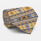 Southwest Design Gold Blue Grey Tribal Patroon Stropdas (Opgerold)