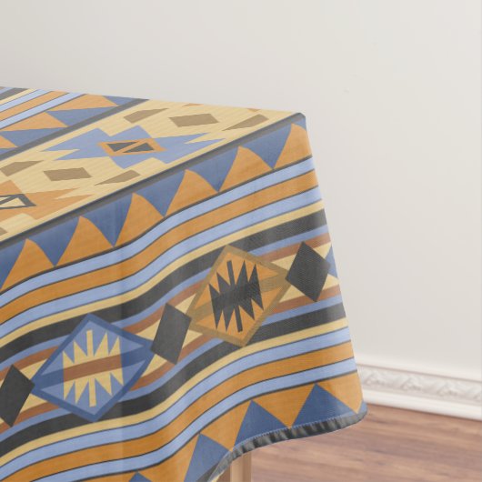 Southwest Design Gold Blue Grey Tribal Patroon Tafelkleed (Voorbeeld)