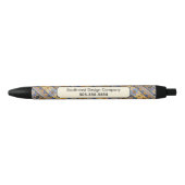 Southwest Design Gold Blue Grey Tribal Patroon Zwarte Inkt Pen (Voorkant)