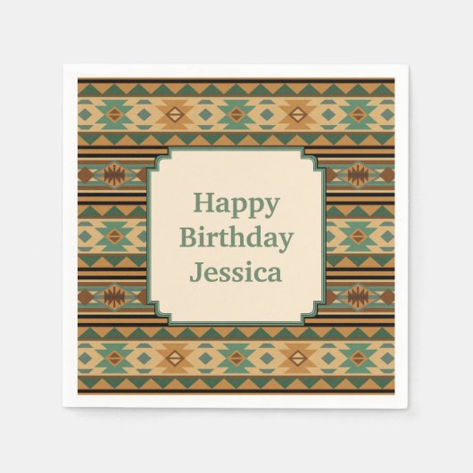 Southwest Design Green Brown op maat Servetten (Voorkant)