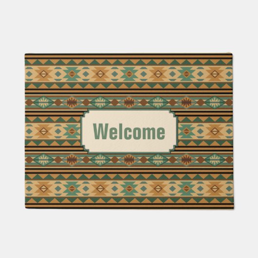 Southwest Design Green Brown Tan Deurmat (Voorkant)