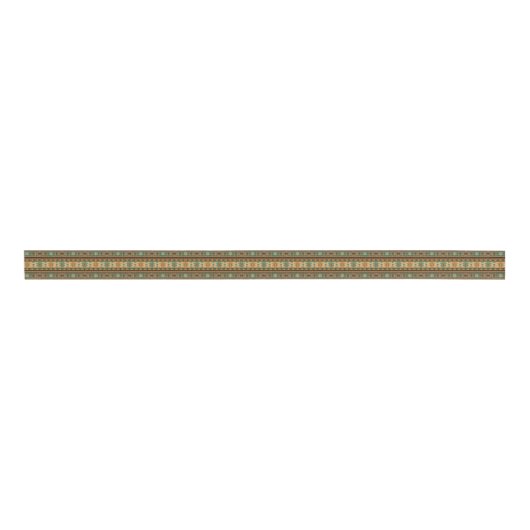 Southwest Design Green Brown Tan Grosgrain Lint (Voorkant)