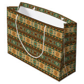 Southwest Design Green Brown Tan Large Cadeautasje (Achterkant Gekanteld)