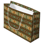 Southwest Design Green Brown Tan Large Cadeautasje (Voorkant Gekanteld)