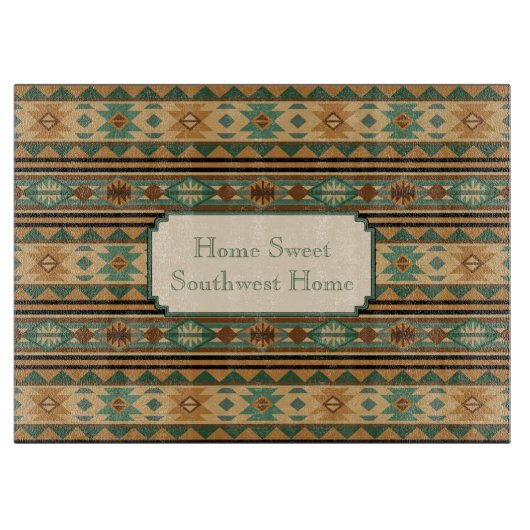Southwest Design Green Brown Tan Snijplank (Voorkant)