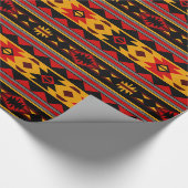 Southwest Design Red Black Gold Tribal Patroon Cadeaupapier (Hoek)