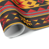 Southwest Design Red Black Gold Tribal Patroon Cadeaupapier (Rol Hoek)