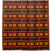 Southwest Design Red Black Gold Tribal Patroon Douchegordijn (Voorkant)