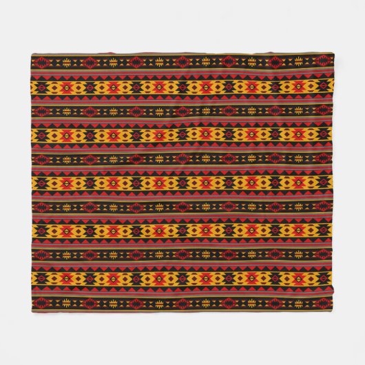 Southwest Design Red Black Gold Tribal Patroon Fleece Deken (Voorkant (Horizontaal))