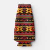 Southwest Design Red Black Gold Tribal Patroon Flesjeskoeler (Voorkant)