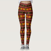 Southwest Design Red Black Gold Tribal Patroon Leggings (Voorkant)