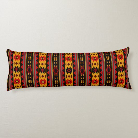 Southwest Design Red Black Gold Tribal Patroon Lichaamskussen (Achterkant)