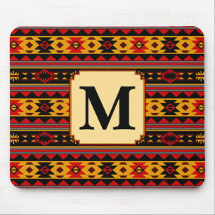 Southwest Design Red Black Gold Tribal Patroon Muismat
