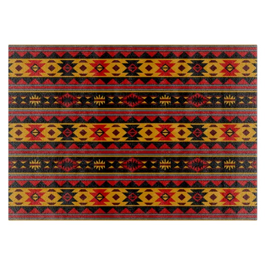 Southwest Design Red Black Gold Tribal Patroon Snijplank (Voorkant)