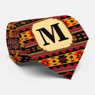 Southwest Design Red Black Gold Tribal Patroon Stropdas