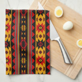 Southwest Design Red Black Gold Tribal Patroon Theedoek (Quarter Fold)