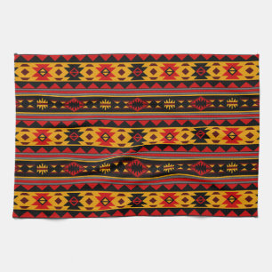 Southwest Design Red Black Gold Tribal Patroon Theedoek