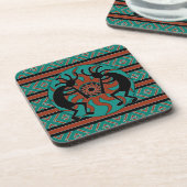 Southwest Design Tribal Sun Turquoise Kokopelli Drankjes Onderzetter (Linkerzijde)